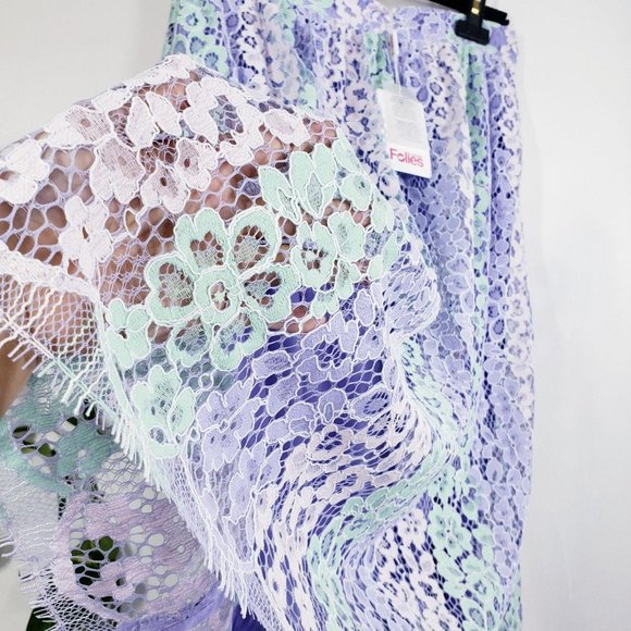 $375 NWT Blugirl Folies Purple Floral Lace Skirt L - Picture 12 of 15